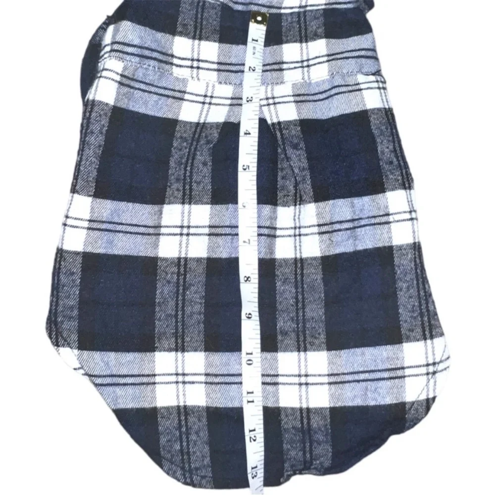Small / Toy Breed Size XL Blue Plaid Flannel Button Down Dog / Cat Shirt